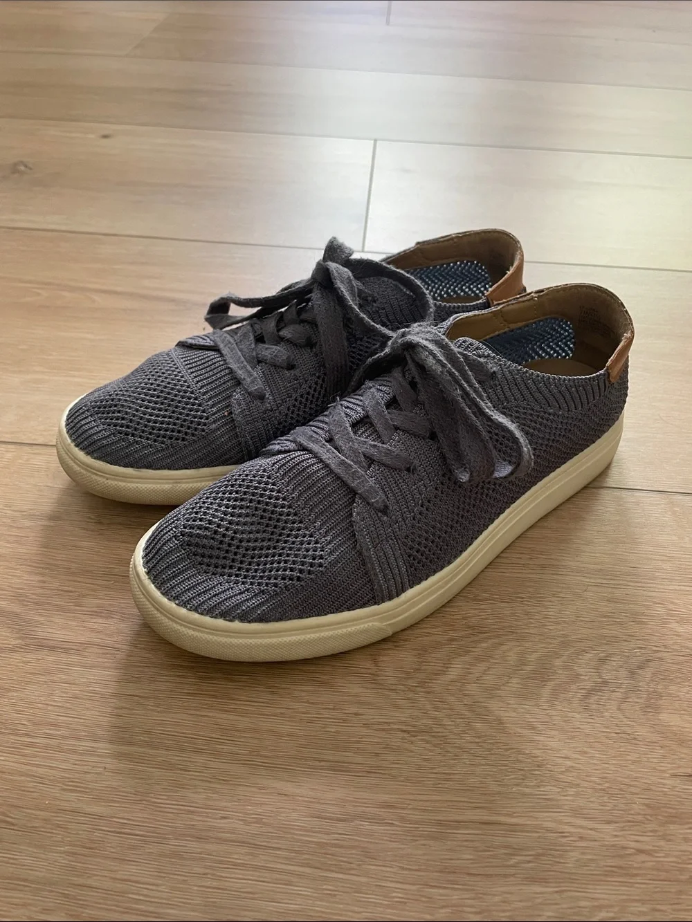 Lucky Brand Women's Knit Lace-Up Flats in Charcoal Gray 7 Beach Casual #0007